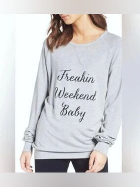 The Laundry Room Gray 'Freakin Weekend Baby' Graphic Sweatshirt